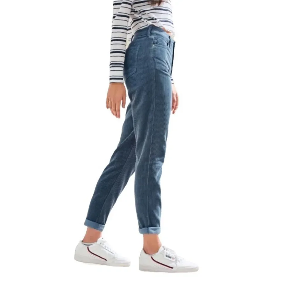 PacSun Womens Dusty Blue Corduroy Mom Jeans Size 2) High Rise